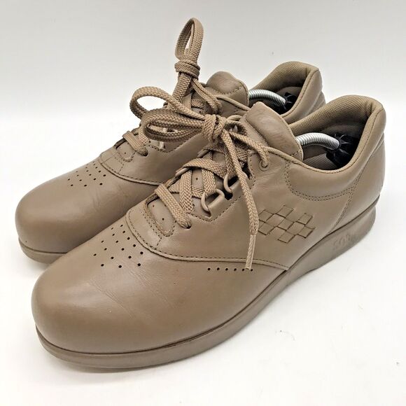 SAS Free Time Taupe Leather Women's 9M Shoes Comfy Lace Up Walking Sneakers - Picture 3 of 11
